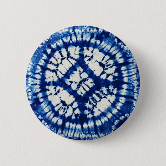 Shibori Tie Dye Zuidzee Indigo Batik Ronde Button 5,7 Cm (Voorkant)