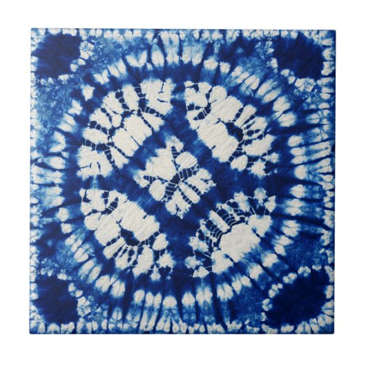 Shibori Tie Dye Zuidzee Indigo Batik Tegeltje (Voorkant)