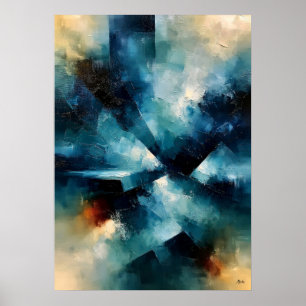 Shibui Azure Convergent Japan-Inspireerde Textuur Poster