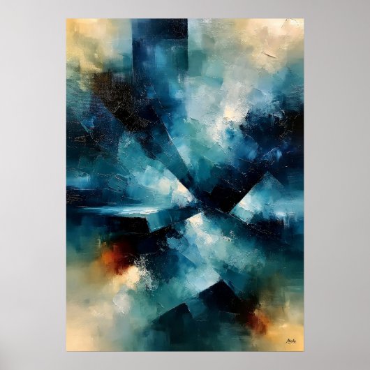 Shibui Azure Convergent Japan-Inspireerde Textuur Poster (Voorkant)