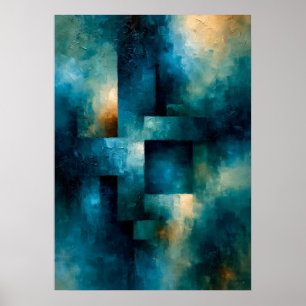 Shibui Azure Monoliet Japan geïnspireerde Textuur Poster