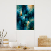 Shibui Azure Monoliet Japan geïnspireerde Textuur Poster (Keuken)