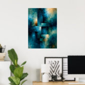 Shibui Azure Monoliet Japan geïnspireerde Textuur Poster (Thuiskantoor)