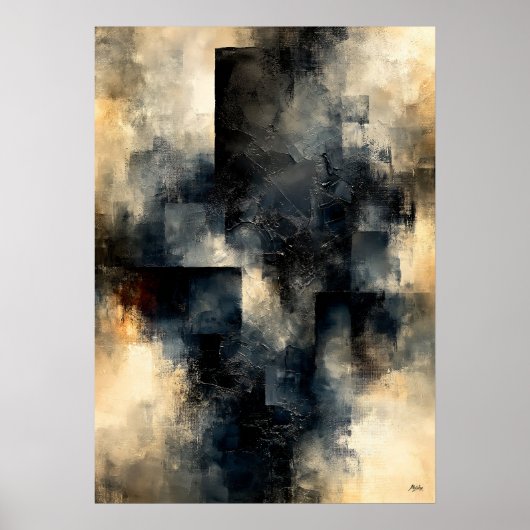 Shibui Obsidiaan Stille Textuur Architecturaal Poster (Voorkant)