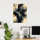 Shibui Obsidiaan Stille Textuur Architecturaal Poster (Thuiskantoor)