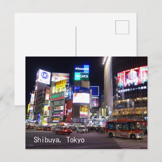 Shibuya City Lichtnacht in Tokio Japan Briefkaart (Voorkant / Achterkant)