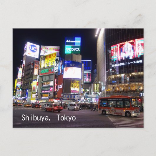 Shibuya City Lichtnacht in Tokio Japan Briefkaart (Voorkant)