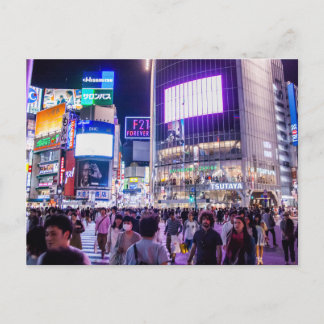 Shibuya Crossing 's Nachts Briefkaart
