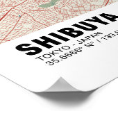 Shibuya Kaart Poster - Tokyo Stijlvolle kleurrijke (Hoek)