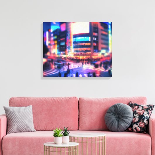 "Shibuya Nights: Verlichte Crossing Canvas Print (Insitu (Woonkamer))