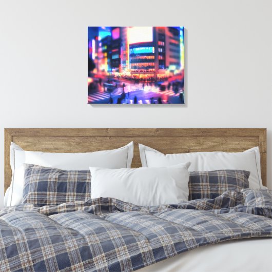 "Shibuya Nights: Verlichte Crossing Canvas Print (Insitu (Slaapkamer))