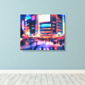 "Shibuya Nights: Verlichte Crossing Canvas Print (Insitu (Houten vloer))