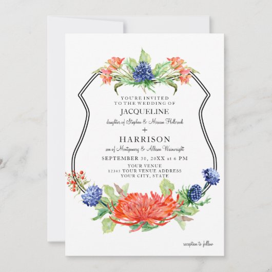 Shield Bloemen Waterverf Herfst Sinaasappel Mum Th Kaart (Voorkant)