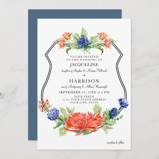 Shield Bloemen Waterverf Herfst Sinaasappel Mum Th Kaart (Voorkant / Achterkant)