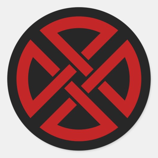 Shield Knot (Keltische versie in rood & zwart) Ronde Sticker (Voorkant)