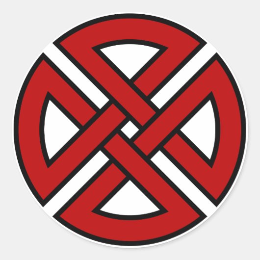 Shield Knot (Keltische versie in rood & zwart) Ronde Sticker (Voorkant)