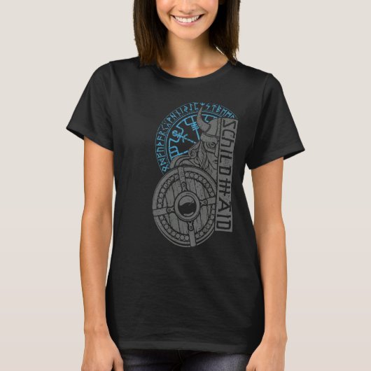 Shield Maiden Warrior Valhalla Norse Compass Vikin T-shirt (Voorkant)