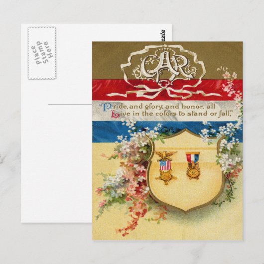 Shield Medal Groot Leger van de Republiek Bloemen Briefkaart (Voorkant / Achterkant)