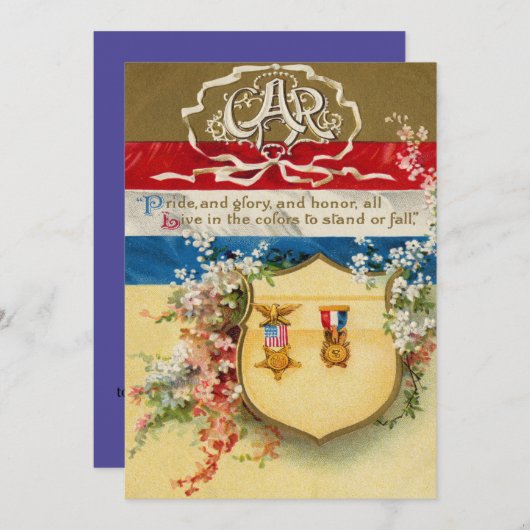 Shield Medal Groot Leger van de Republiek Bloemen Kaart (Voorkant / Achterkant)