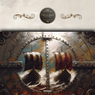 Shield Uitzicht Viking Ships Decoupage Tissuepapier