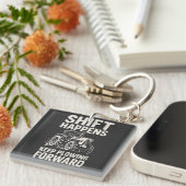 Shift Happens Keep Plowing Forward- Funny Tractor Sleutelhanger (Voorkant Rechts)