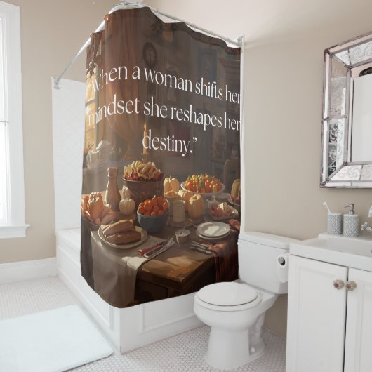 “Shift Her Mindset, Shape Her Destiny” Curtain Douchegordijn (In situ)