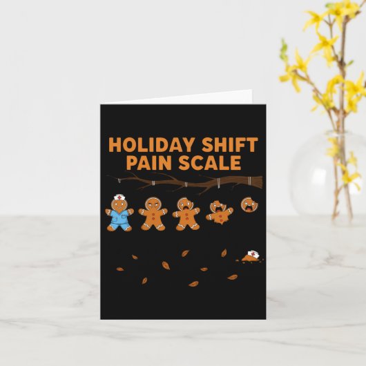Shift Nurse Pain Scale Funny Gingerbread Rn Christ Kaart (Gele Bloem)
