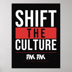 Shift The Culture Vetgedrukte Poster Zwart