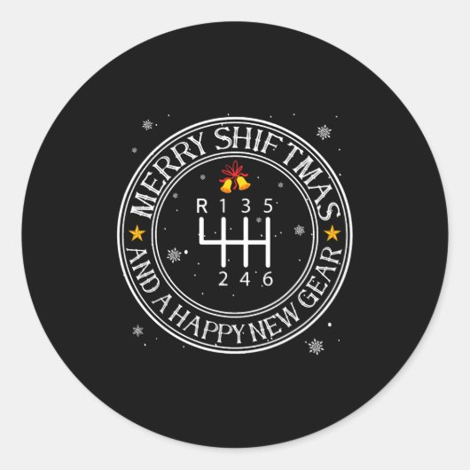 Shiftmas Car Guy Funny Mechanic Christmas Auto Man Ronde Sticker (Voorkant)