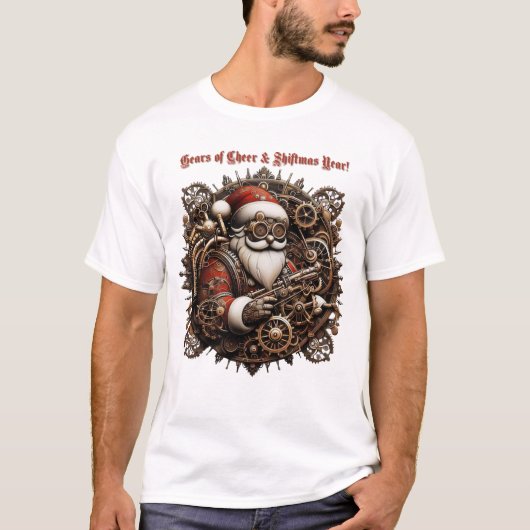 Shiftmas Gears: Victoriaans Cheer in Steampunk-sti T-shirt (Voorkant)