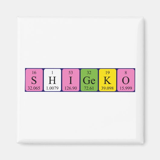 Shigeko periodiek table name magnet (Voorkant)
