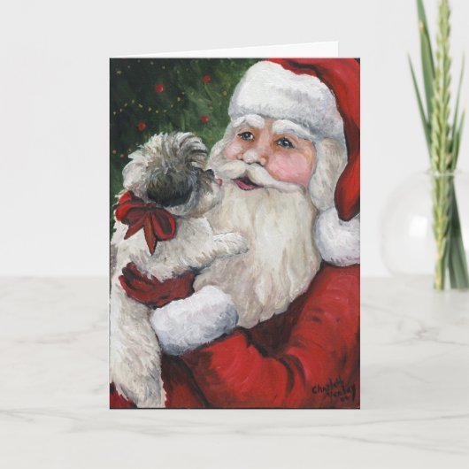 "Shih de Kerstkaart van de Kunst van de Hond van Feestdagen Kaart (Voorkant)