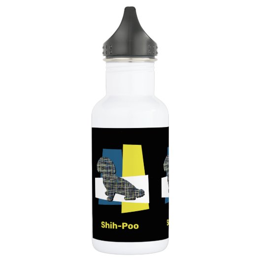 Shih-Poo Cute Pet Dog Silhouette Y&B Grid Waterfles (Links)