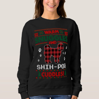 Shih Poo Dog Red Buffalo Plaid  Ugly Christmas Swe Trui