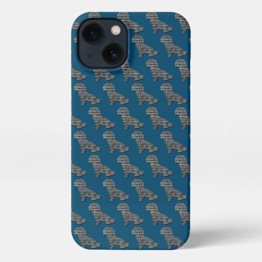 Shih-Poo Leuke Hond Silhouet Raster Blauw iPhone Hoesje (Achterkant)