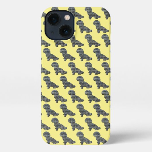 Shih-Poo Leuke Hond Silhouet Raster Geel iPhone Hoesje (Achterkant)