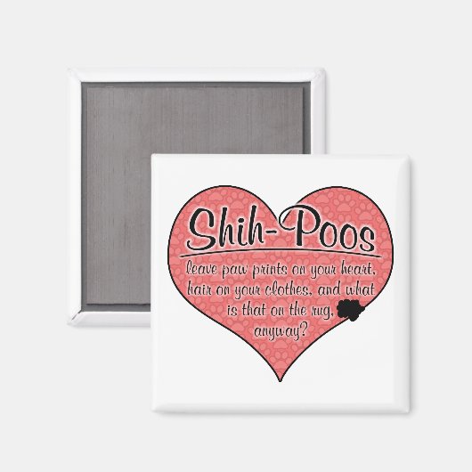Shih-Poo Paw Prints Hondenhumor Magneet (Voorkant / Achterkant)