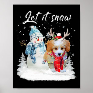 Shih Poo Santa Dog Kerstman Sneeuwman Xmas Pajama  Poster