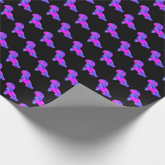 Shih-Poo Silhouette Pink & Blue Dog Black Paper Cadeaupapier (Hoek)