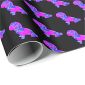 Shih-Poo Silhouette Pink & Blue Dog Black Paper Cadeaupapier (Rol Hoek)