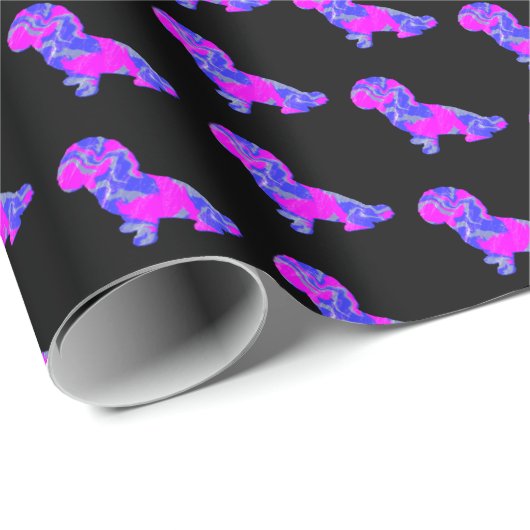 Shih-Poo Silhouette Pink & Blue Dog Black Paper Cadeaupapier (Rol Hoek)