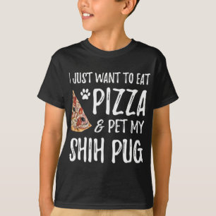 Shih pug Hondenliefhebber Pizza Grappige Hond Mam T-shirt
