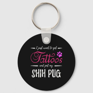 Shih Pug-hondliefhebber Tattoo Grappig idee voor c Sleutelhanger