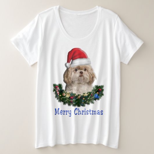 Shih-Tsu Dog-kerstartikelen Grote Maat T-shirt (Design voorkant)