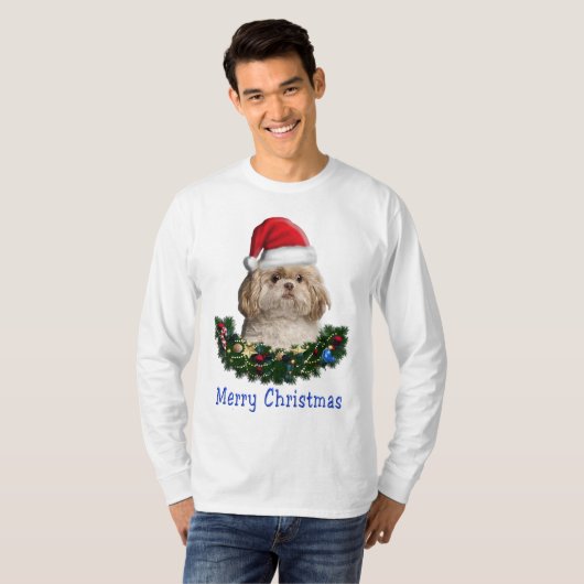 Shih-Tsu Dog-kerstartikelen T-Shirt (Voorkant volledig)