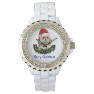Shih-Tsu Dog Kerstmis Horloge