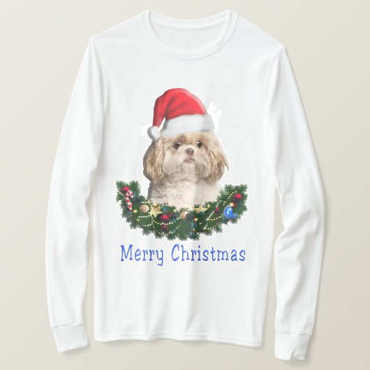 Shih-Tsu Hond Kerst Spullen T-Shirt (Design voorkant)