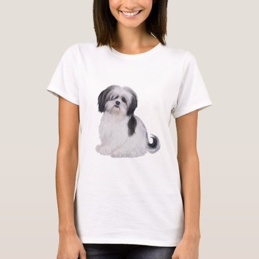 Shih tzu (A) - zwart-wit T-shirt (Voorkant)