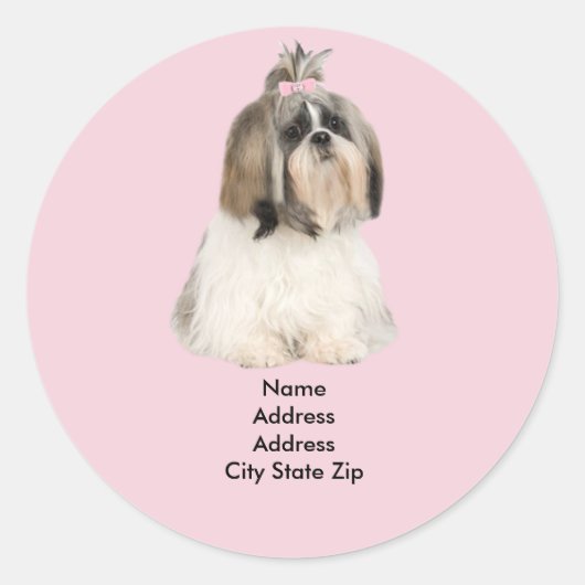 Shih Tzu Adreslabel Ronde Sticker (Voorkant)