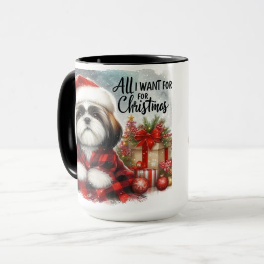 Shih Tzu Alles wat ik wil voor Christmas Coffee Mo Mok (Voorkant links)